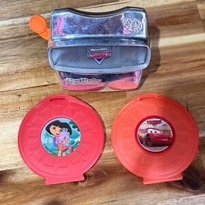 Fisher-Price Disney Pixar cars view master with cars and Dora the explorer cards